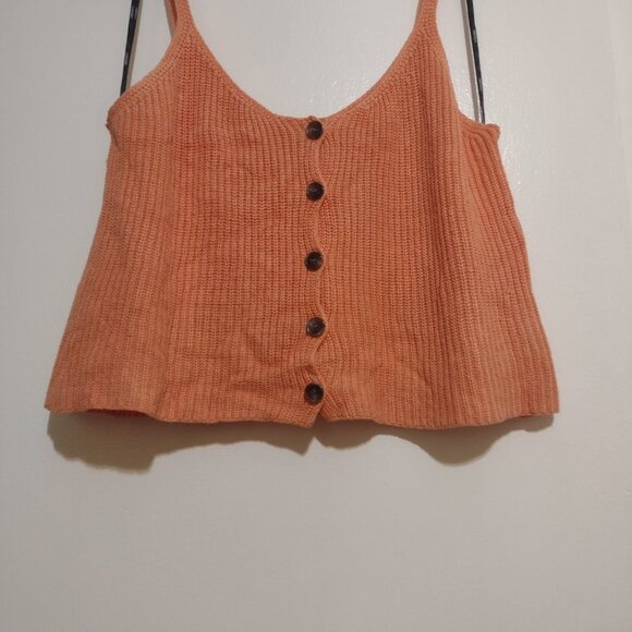Knit Crop Top Spaghetti Strap Orange Junior’s Size Medium - Picture 3 of 9